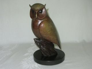 Spi Gallery Cast Brass Marble Nightflyer Owl Figurine Vtg Art Sculpture