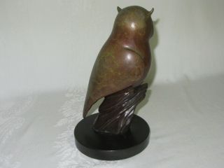 SPI Gallery Cast Brass Marble Nightflyer Owl Figurine Vtg Art Sculpture 3