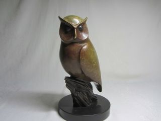 SPI Gallery Cast Brass Marble Nightflyer Owl Figurine Vtg Art Sculpture 5