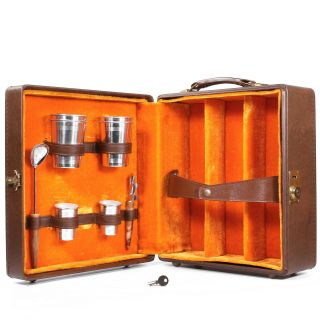Portable Travel Bar Case With Key Vintage 1960 