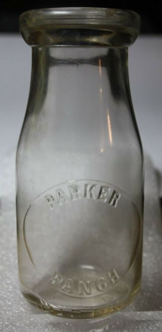 Vintage Parker Ranch Dairy Hawaii Half Pint Milk Bottle No Dairy Word Variation