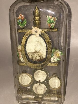 Antique Folk Art Bottle Whimsey With Pictures Of Family Pennsylvania 3