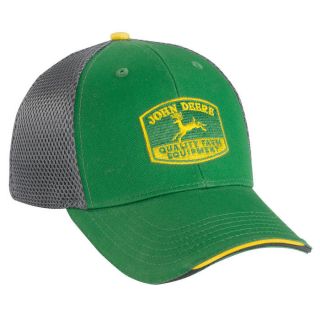John Deere Green & Grey Sport Mesh Fitted Cap Hat