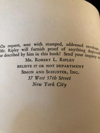 Ripley Believe it or not signed hard bound book by Robert Ripley 4