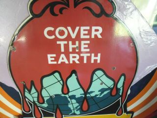 VINTAGE SHERWIN WILLIAMS COVER THE EARTH PORCELAIN SIGN 63 X 36 4