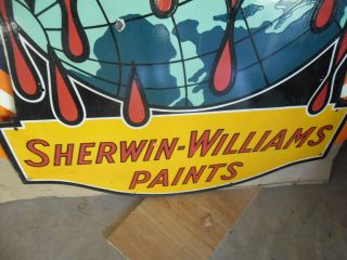 VINTAGE SHERWIN WILLIAMS COVER THE EARTH PORCELAIN SIGN 63 X 36 5