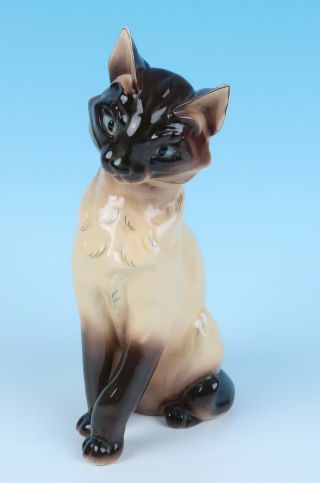 Vintage Kay Finch Ambrosia Ceramic SIAMESE CAT Figurine California Art Pottery 11