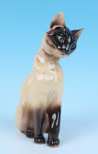 Vintage Kay Finch Ambrosia Ceramic SIAMESE CAT Figurine California Art Pottery 8