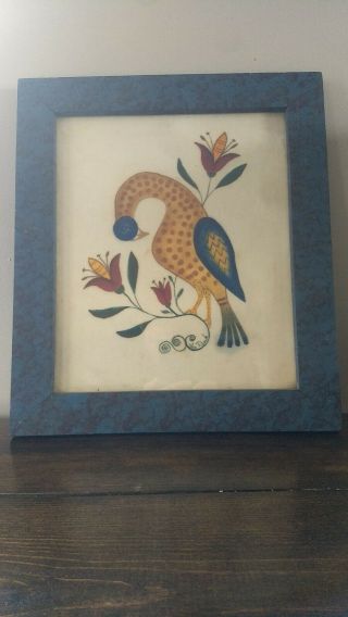 Hand Painted Folk Art Theorem Bird By William (bill) Rank