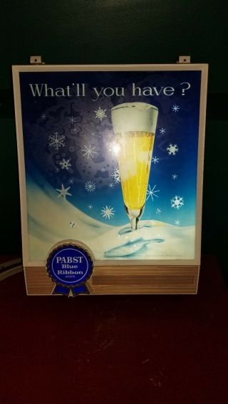 1959 Pabst Blue Ribbon Snowflake Motion Light Sign.  Well All Pbr