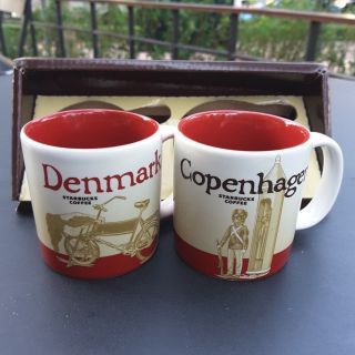 2 Demitasse Starbucks City Mugs 3 Oz Denmark & Copenhagen With Package