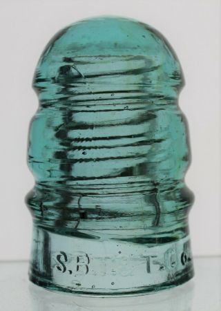Light Aqua Cd 112 S.  B.  T.  & T.  Co.  Glass Insulator