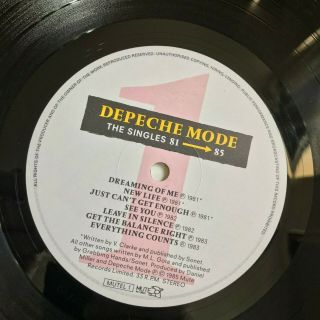 DEPECHE MODE - The Singles 81 - 85 / 1985 Vinyl LP Comp MUTEL1 5