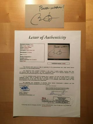 President Barack Obama Signed 3x5 Cut Card W/ Added Notation And Jsa Loa