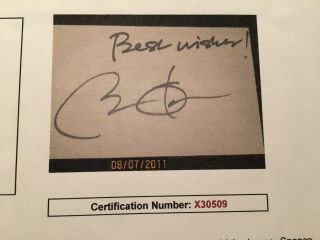 President Barack Obama signed 3x5 cut card w/ added notation and JSA LOA 5
