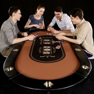 Barrington 10 - Player Poker Table In Home Game Tournament Card Table Gamble