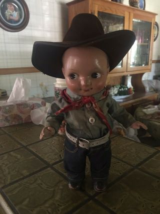 Vintage Buddy Lee Gem Chubby Kid Doll Cowboy No Markings
