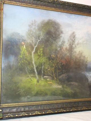 antique 1800 ' s RUDOLF MULLER - GERHARDT pastel landscape drawing painting 7