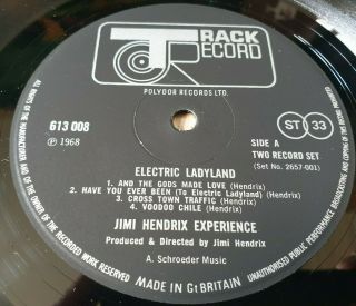 THE JIMI HENDRIX EXPERIENCE - ELECTRIC LADYLAND LP VINYL TRACK 613 008 / 009 NM 5