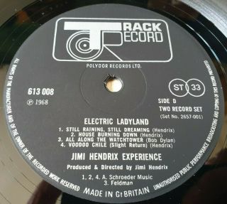 THE JIMI HENDRIX EXPERIENCE - ELECTRIC LADYLAND LP VINYL TRACK 613 008 / 009 NM 6