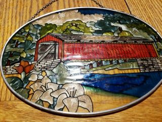 Vintage Coca Cola 9” Stained Glass Retro 1905 Cabin Ad Advertising Sign RARE 5