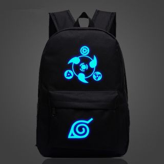 Anime Naruto Luminous Logo Backpack Black Shoulder Bag Laptop Book School Bag