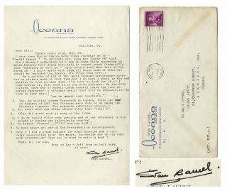 Stan Laurel Letter Signed Re Hardy Upset Over His Weight