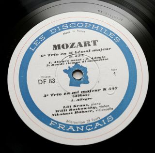 DF 81,  82 & 83 LILI KRAUS & BOSKOVSKY Mozart trios french discophiles FD 3 LP 8