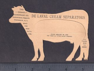NOT tin DeLaval Cream Separator Dairy Milk Cow RARE Die - Cut Victorian Trade Card 2