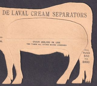 NOT tin DeLaval Cream Separator Dairy Milk Cow RARE Die - Cut Victorian Trade Card 7