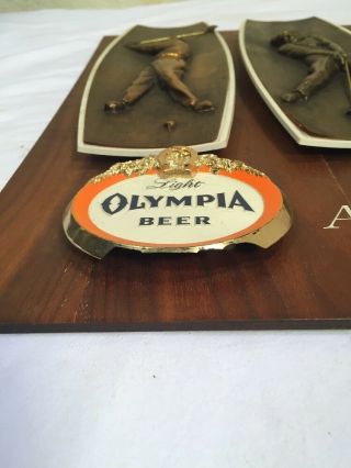 Very Rare 1964 Olympia Light Wooden Beer Sign At The 19th Hole Golf 11