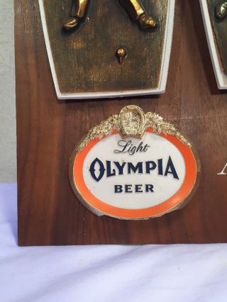 Very Rare 1964 Olympia Light Wooden Beer Sign At The 19th Hole Golf 2