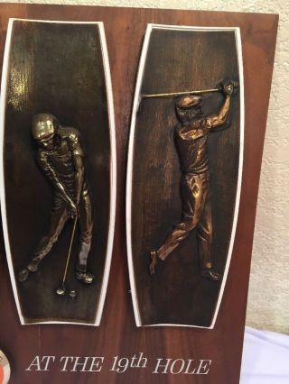 Very Rare 1964 Olympia Light Wooden Beer Sign At The 19th Hole Golf 8