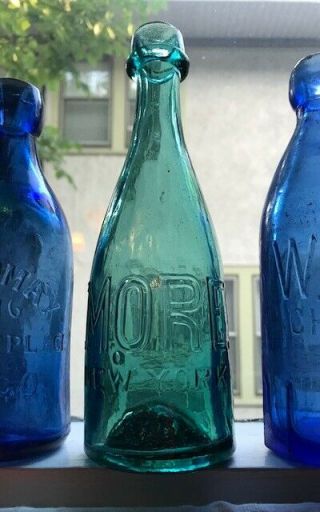 C.  Whittemore Pontiled,  Green,  Soda Or Mineral Water Bottle From York