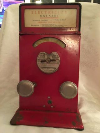 Antique Advance Coin - Op Operated Electricity Penny Arcade Shock Machine