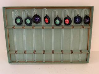 Set Of 8 Boxed Vintage Glass Swizzle Stir Sticks Capital Decca Rca Records