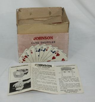 Vintage 1950’s Nestor Johnson Playing Card Shuffler Model 50 Chicago,  Box Instr 2