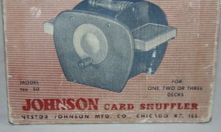 Vintage 1950’s Nestor Johnson Playing Card Shuffler Model 50 Chicago,  Box Instr 8