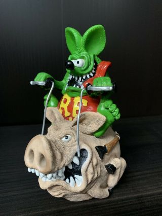 Rat Fink Hog Riding Coin Bank Statue Figure Ed Roth Very Rare