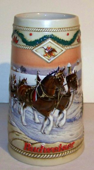 1996 Budweiser Holiday Stein American Homestead - Wholesaler Special Issue Htf