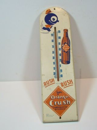 Vintage Pat.  1937 Orange Crush Thermometer,  Wood
