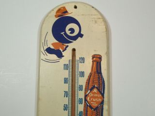 Vintage Pat.  1937 Orange Crush Thermometer,  Wood 3