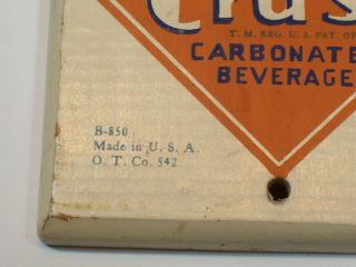 Vintage Pat.  1937 Orange Crush Thermometer,  Wood 7