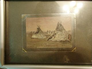 W.  H.  Yates Miniature Paintings " A Scene On The Plains " & " Indian Chief At Peace "