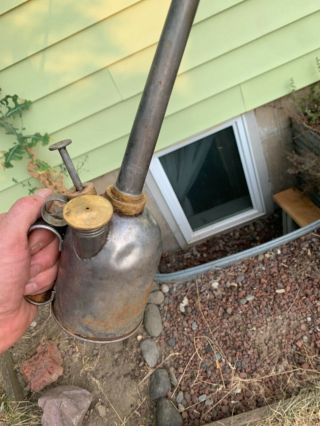 Antique Oil Can Oiler Eagle Pump Large Brass