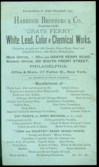 Product List Trade Card - White Lead Paints W Birdseye View Of Factory Phil.