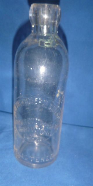 Antique York Mineral Water Glass Bottle Norwich Conn.  7 " Tall Rich Rubin