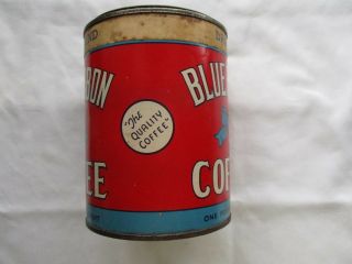 Vintage 1 lb.  BLUE RIBBON Coffee Tin Can with correct lid 2