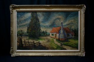 Oil On Canvas,  Vintage,  Not Printed,  Signature Vincent (22.  8 X 32.  4 Inches)