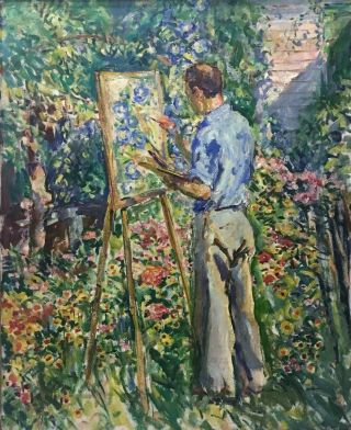 20th C.  American Impressionist 36 " X 29 " Plein Air Painting Att.  Rudolf Scheffler